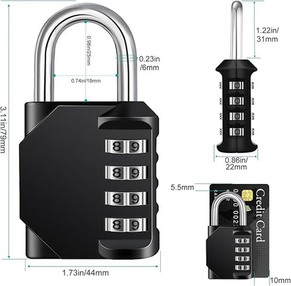 ZHEGE 2 Pack Combination Lock for Locker, 4 Digit Combination Padlock for School, Gym, Employee Locker, Outdoor, Fence (Black & Blue)