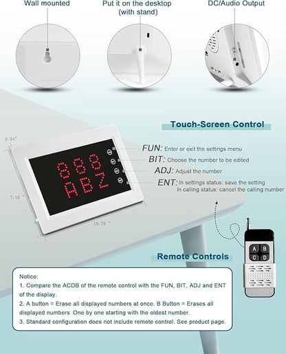 Wireless Calling System Caregiver Pager System 1200+ ft with 1 Display Receiver/Wireless Remote Control /10 Waterproof Call Buttons for Nursing Home Clinic Caregiver