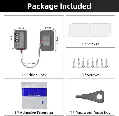 Upgraded Combination Fridge Lock for Child Safety, Keyless Refrigerator & Freezer Lock with Code for Kids, Grey