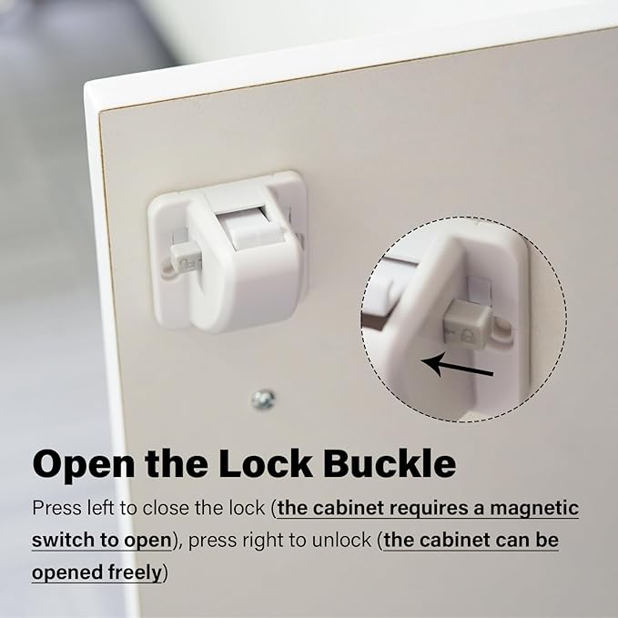 24 Pack Magnetic Cabinet Locks Baby Proofing - Child Safety Cabinet Latch Locks with Adhesive, No Drill or Tools Installation, for Cabinets Drawers Doors
