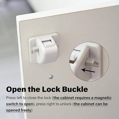12 Pack Magnetic Cabinet Locks Baby Proofing - Child Safety Cabinet Latch Locks with Adhesive, No Drill or Tools Installation, for Cabinets Drawers Doors