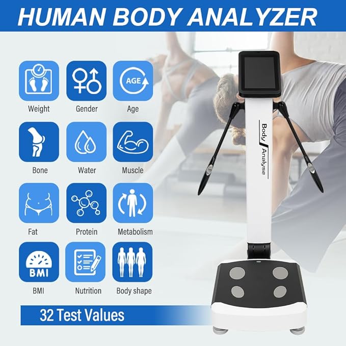 Professional Body Fat Analyzer, 32 Body Composition Analyzer, 10-inch High-Definition Screen Body Composition Analyzer, Body Fat Measurement Device for Homes, Gyms, Medical Clinics