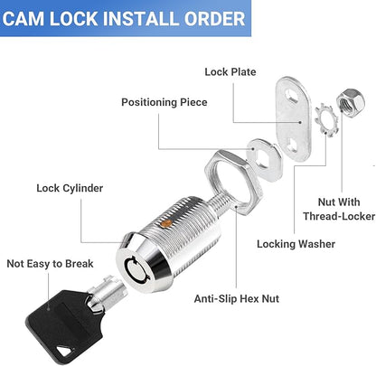 Cam Locks RV Storage Keyed Alike, 1" Fits on 3/4" Max Door Thickness, Compartment Locks for Camper Trailer Cabinet With Keys (1 Inch 2 Pack)