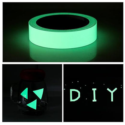 BOMEI PACK Glow in Dark Tape Fluorescent Luminous Tape 1 Pack 1in x 33ft-Bright,Rechargeable,Durable for Indoors and Outdoors Design of DIY Craft Pattern,Creative Decoration,Night time Decorations.
