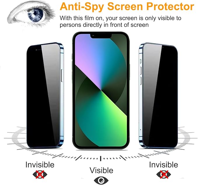 PEHAEL 3+3Pack for iPhone 13 Mini Privacy Screen Protector with Camera Lens Protector Full Coverage Anti-Spy Tempered Glass Film 9H Hardness Easy Installation Bubble Free [5.4 inch]