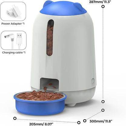 PAPIFEED Automatic Cat Feeder, 2.4G WiFi Auto Cat Food Dispenser with App Control, 3L Auto Pet Feeder with Dual Power Supply, Detachable for Easy Clean for Cats and Small Dogs, Blue