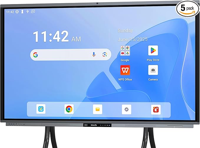 Shiarffe R9 Smart Board 4K Interactive Whiteboard EDLA-Certified All-in-One Touchscreen Digital Display Built-in 50MP AI Camera Mics and 60W Speaker for Classrom Hybrid Work