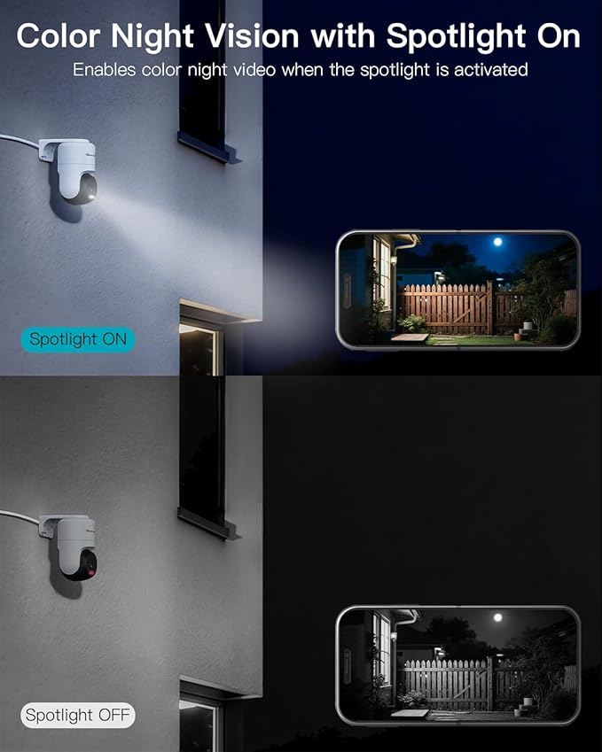 VIMTAG Cameras for Home Security, 2.5K Outdoor/Indoor Camera, 360° Pan/Tilt Outside House Surveillance for Pet/Dog/Nanny/Baby, Motion Tracking, Color Night Vision, 2-Way Audio, Cloud/SD Card Storage