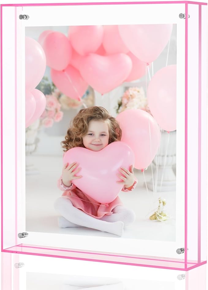 8x10 Picture Frames, Stunning Color Acrylic Photo Frame, Wall & Tabletop Display Frames, Modern Floating Style for Home Office Decoration, Pink (1 Pack)
