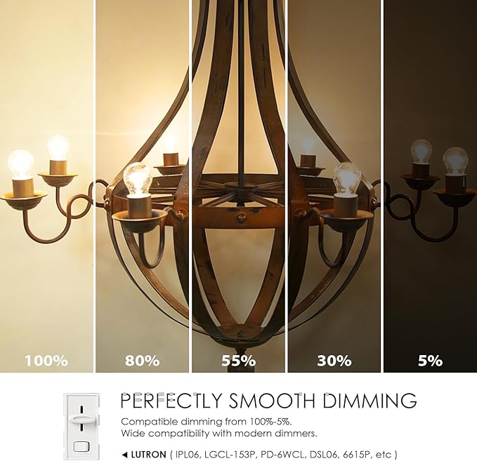 LVWIT G14 LED Filament Globe Bulb 4.5W(60W Equivalent), Dimmable 2700K Warm White Light E26 Screw Base, Decorative Edison Light Bulb, UL-Listed(12-Pack)