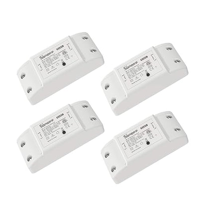 SONOFF Basic R2 10A Smart WiFi Wireless Light Switch, DIY Module for Smart Home Automation Solution,Works with Amazon Alexa & Google Home,IFTTT,4-Pack
