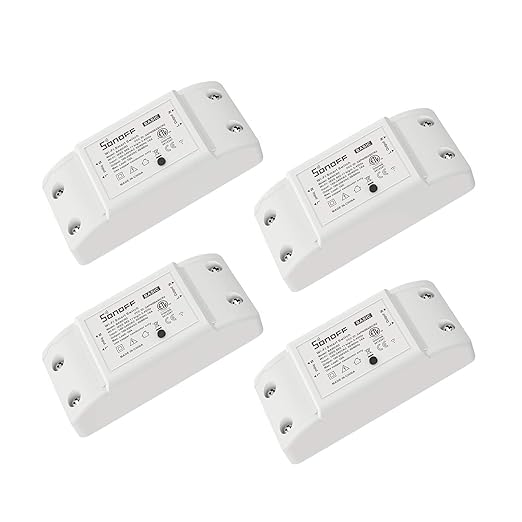 SONOFF Basic R2 10A Smart WiFi Wireless Light Switch, DIY Module for Smart Home Automation Solution,Works with Amazon Alexa & Google Home,IFTTT,4-Pack