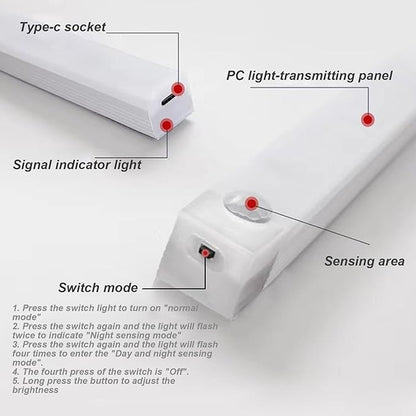 Under Cabinet Lighting 4Pcs LED Dimmable Magnetic Motion Sensor Light Indoor 8 Inch Rechargeable Portable Cordless Lamp for Kitchen Stairs Bedroom RV Dorm