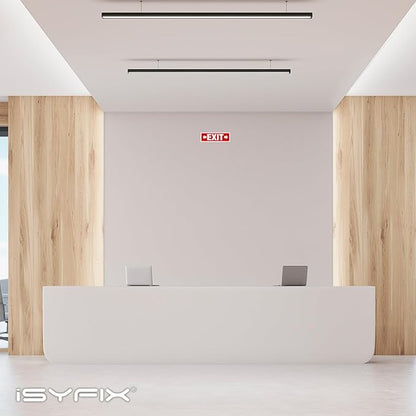 iSYFIX Exit Signs - 12 Pack 12x4 Inch Directional Right & Left Arrow Signs, 40 mil Polystyrene Plastic, UV Laminated, Scratch & Fade Resistant, Waterproof - Ideal for Office, Theater, School, Business