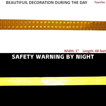 Reflective Tape Yellow 1 inch, Outdoor Waterproof High Visibility Warning Industrial Marking Tape, Safety Stickers (68 feet)