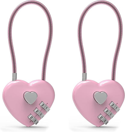 Small Combination Lock for Locker, Cable Lock with Code, Pink Padlock Combination, for Luggage, Suitcase, Gym Locker, Backpack Zipper, Cabinet, Box, Fence Gate, Travel Safe, Outdoor Use