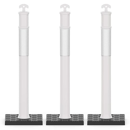 RoadHero 45 Inch Delineator Post with Rubber Base, Heavy Duty White Traffic Delineator Posts Cones with Reflective Collars for Parking Lots, Road Safety, Construction Events 3 Pack