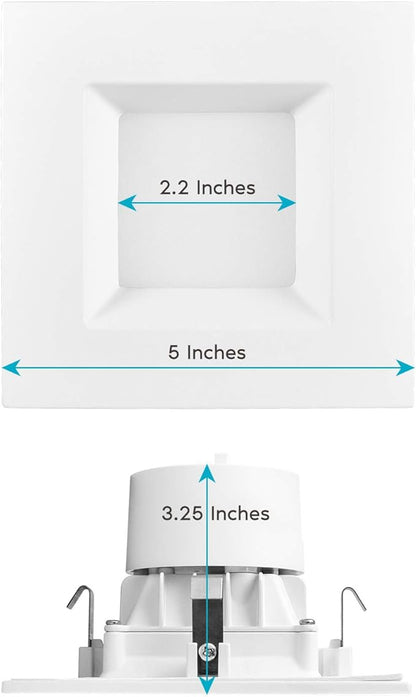LUXRITE 4 Inch Square Recessed LED Can Lights, CCT Color Temperature Selectable 2700K | 3000K | 3500K | 4000K | 5000K, Dimmable Recessed Lights, 750 Lumens, CRI 90, Energy Star, Wet Rated (4 Pack)
