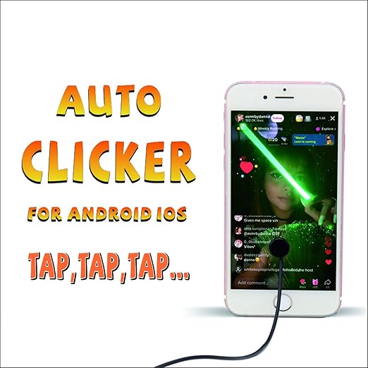 Auto Clicker for iPhone iPad：Screen Device Automatic Tapper for Android IOS，Simulated Finger Continuous Clicking, Adjustable Speed Physical Clicker，Suitable for Games, Live Broadcasts Likes, Reward