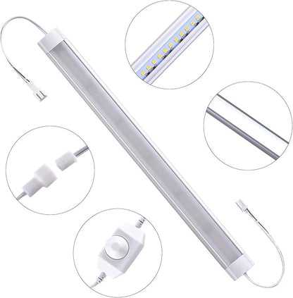 LABOREDUCER Under Cabinet Lighting Plug in Cold White 6000K, 6 Pack 11inch LED Under Cabinet Lights Wired Hardwired Linkable Dimmable with Power Adapter, 24V Under Counter Lights for Kitchen Shelf