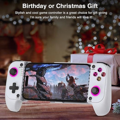 NealGamefy Phone Controller for iPhone/Android - Mobile Gaming Controller with Hall Effect Joystick, Phone Case Support, Turbo Function, Dual Vibration- Phone Controller Compatible with More Games