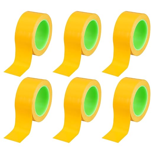 PATIKIL Floor Marking Tape 2 Inch x 110 Ft, 6 Pcs Self-Adhesive Warning Safety Tape Caution Stripe for Walls Floors Pipes Equipment Outdoor, Yellow