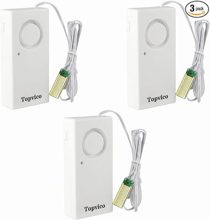 Topvico Water Leak Sensor Detector Flood Alarm for Basement RV Moisture 120dB Work Alone Battery Operated 3 Packs