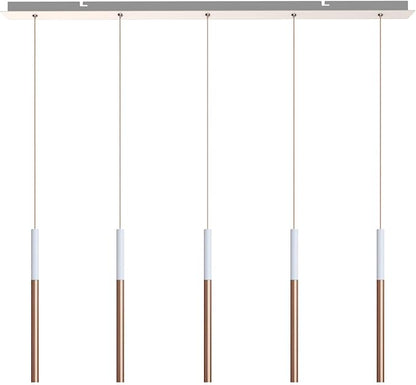 ALTAIR 5 Mini Pendant Lighting White-Copper - LED Hanging Light Fixture for Kitchen Island, Bar, Foyer - Cluster Pendants - Dimmable, Adjustable Wire, Lamp Bulb Included