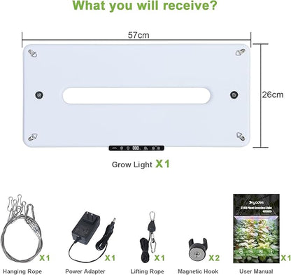 22" x 10" Grow Lights for Indoor Plants and Vegetables, Full Spectrum LED Growing Lamp for Indoor Garden Greenhouse - Features Two Smart Light Mode, 12~23H Timer - 1 Pack (1 Pack White)
