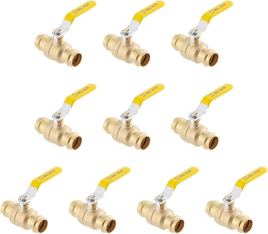 1/2" Press propress Ball Valve with EPDM O-Ring 1/4-Turn Full Port Shut Off Stop Valve for Copper Tubing Connection LF Brass 10PCS