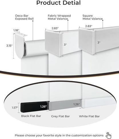 Motorized Roller Shade, 100% Blackout Electric 21-98” Width Blinds for Windows Via Hub Remote Alexa Google Home, Rechargeable Smart Automatic Customized Size（Dule Side-White）