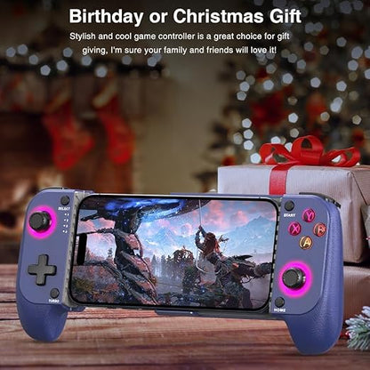 NealGamefy Phone Controller for iPhone/Android - Mobile Gaming Controller with Hall Effect Joystick, Phone Case Support,Turbo Function, Dual Vibration- Phone Controller Compatible with More Games