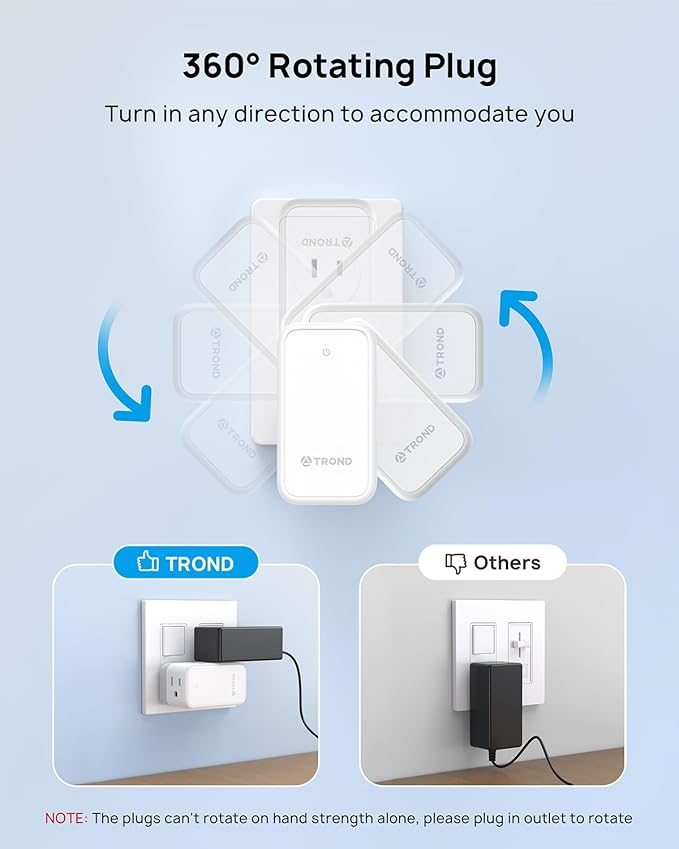 TROND Wall Outlet Extender 2 Pack - Multi Plug Splitter with Rotating Plug, 6 AC Power Adapter, Cruise Essentials, Small Outlet Extension for Travel Office Home Dorm Room