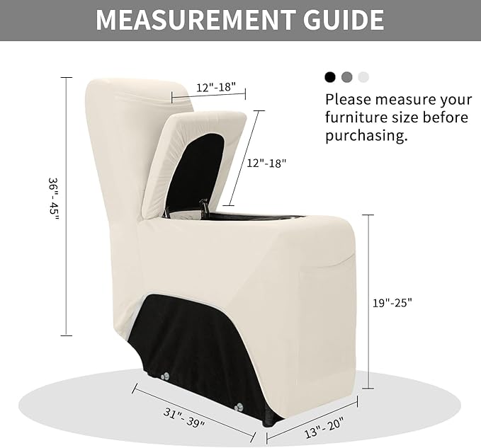 Easy-Going 100% Waterproof Recliner Console Cover, Stretch Middle Console Couch Covers for Reclining Sofas, Sectional L-Shape Furniture Protector for Kids & Pets, 1 Console Cover, Beige