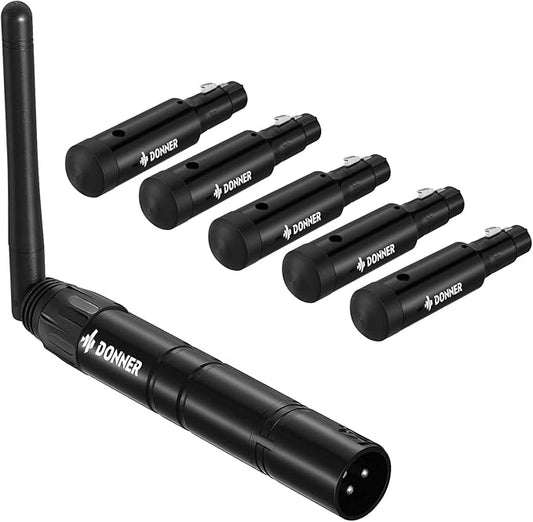 Donner Wireless DMX512 Transmitter Receiver DJ 2.4G DMX Wireless Controller 5 Receivers with Built-in Battery & Light Dome & 1 Transmitter for LED Stage Disco Party Bar, Stage Lighting Control 6PCS