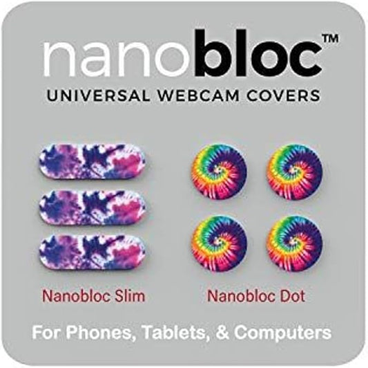 Camera Cover Slide - Essential Computer Accessories - Slim Laptop Suction Cap - Phone Camera Cover - 7-Pack, Tie Dye
