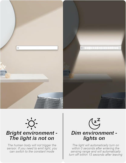 Under Cabinet Lighting 4Pcs LED Dimmable Magnetic Motion Sensor Light Indoor 8 Inch Rechargeable Portable Cordless Lamp for Kitchen Stairs Bedroom RV Dorm