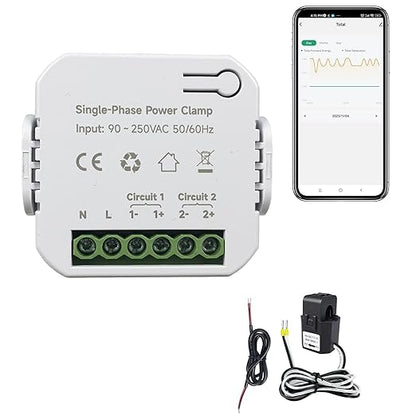 Smart Energy Monitor, Single Phase Clamp Electricity Meter with 1 * 80ACT Current Transformer, WiFi, Real-Time Electricity Monitor/Meter, Solar/Network Metering
