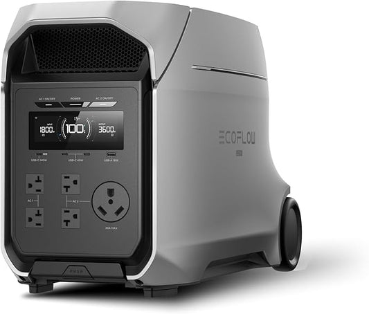 EF ECOFLOW DELTA 3 Ultra Plus Portable Power Station, 3072Wh LiFePO4 Battery, 3600W (7200W Surge) Output, Expandable to 11kWh, Solar Generator (Panel Optional), Reliable Home Battery Backup & Camping