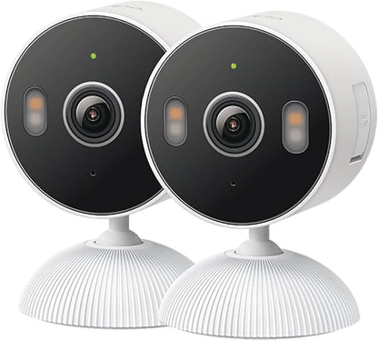 Tapo 2K 3MP Indoor/Outdoor Security Camera - Free Person/Motion/Cry Detection, Color Night Vision, IP65 Weatherproof, SD/Cloud Storage, Works w/Alexa & Google Assistant, HybridCam (2-Pack)