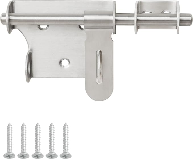 Alise 6 Inch Slide Bolt Gate Latch,Door Lock with Padlock Hole,Heavy Duty SUS304 Stainless Steel Barrel Bolts Safety Door Lock for Wooden Fence,Outdoor Fence,Shed Door Brushed Finish