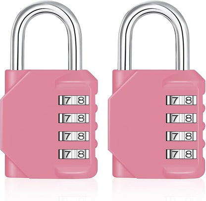 ZHEGE Combination Lock Outdoor 2 Pack, 4 Digit Resettable Weatherproof Combination Padlock for Gym, School, Gates, Doors, Hasps Storage (Pink, 2 Pack)