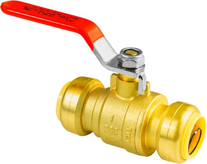 (Pack of 2) AB 1 Inch Push to Connect Ball Valve, 1 Inch Push Fit Ball Valve with Disconnect Clip, Full Port Water Shut Off Valve for Copper, CPVC,PE-RT and PEX Pipe, UPC Certified