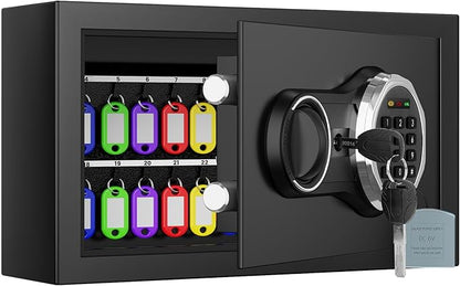 28 Keys Combination Lock Key Cabinet, Anti-Theft Key Lock Box with Key Tags, Key Organizer Wall Mount for Car Garage House Rental Office Business