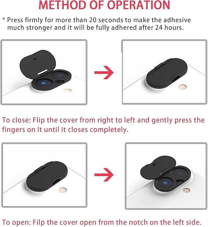 Front Camera Cover Compatible for iPhone 16/16 Plus with Rear Lens Cover,Protect Privacy and Security But Not Affect Facial Recognition (2Pack)-2025 Updated Version