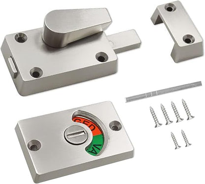 1Pack Silver Latch Indicator,Bathroom Stall Door Latch,Privacy Partition Lock with Occupancy Indicator for Public Toilet Stall Door