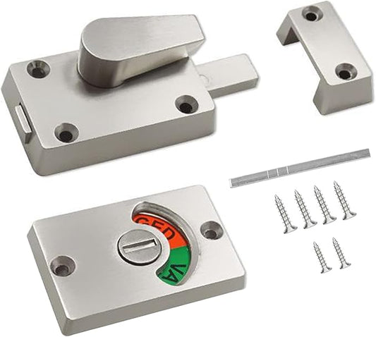 1Pack Silver Latch Indicator,Bathroom Stall Door Latch,Privacy Partition Lock with Occupancy Indicator for Public Toilet Stall Door