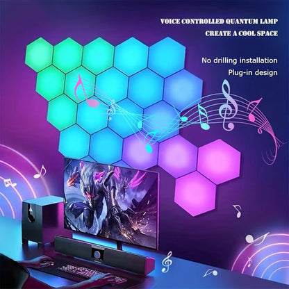Music Sync Hexagon Lights, Vcwtty Smart LED Wall Lights 10 Pack, 13 Colors Modular Assembled RGB Wall Panels, Hex Light with USB-Power for Autism, Game Room Decor, Party