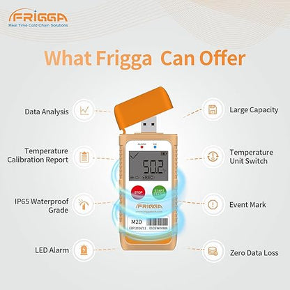 Frigga M2D 10Pack Reusable Temperature Data Logger Multi-Use USB Digital Temperature Recorder 14400 Points Refrigerator Thermometer Logger High Accuracy PDF CSV Report