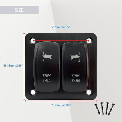 Green Led Trim Tabs Panel (ON)-Off-(ON) Momentary Rocker Switch Panel 3 Way Toggle Switch Panel for Marine Boat Pontoon Yacht Console 12V/20A 24V/10A Waterproof IP68